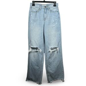 Carly Jean High Rise Wide Leg Jeans Size 3 Casual Trendy Designer Distressed
